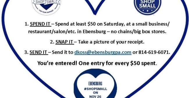 Shop Small in Ebensburg – Small Business Saturday Contest, Nov. 26th